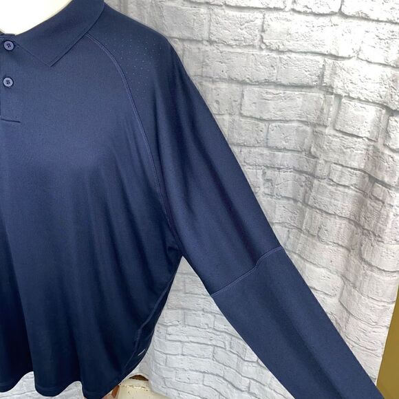 Adidas clima cool Longsleeve 2 button collar shirt navy blue men sz XXL - Picture 4 of 8